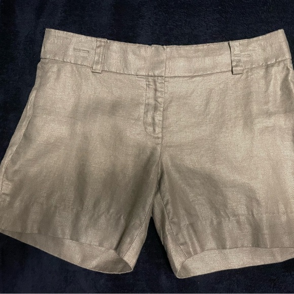 COPY - J. Crew Linen Shorts Tan Gold Metallic Size 4 - Picture 1 of 6